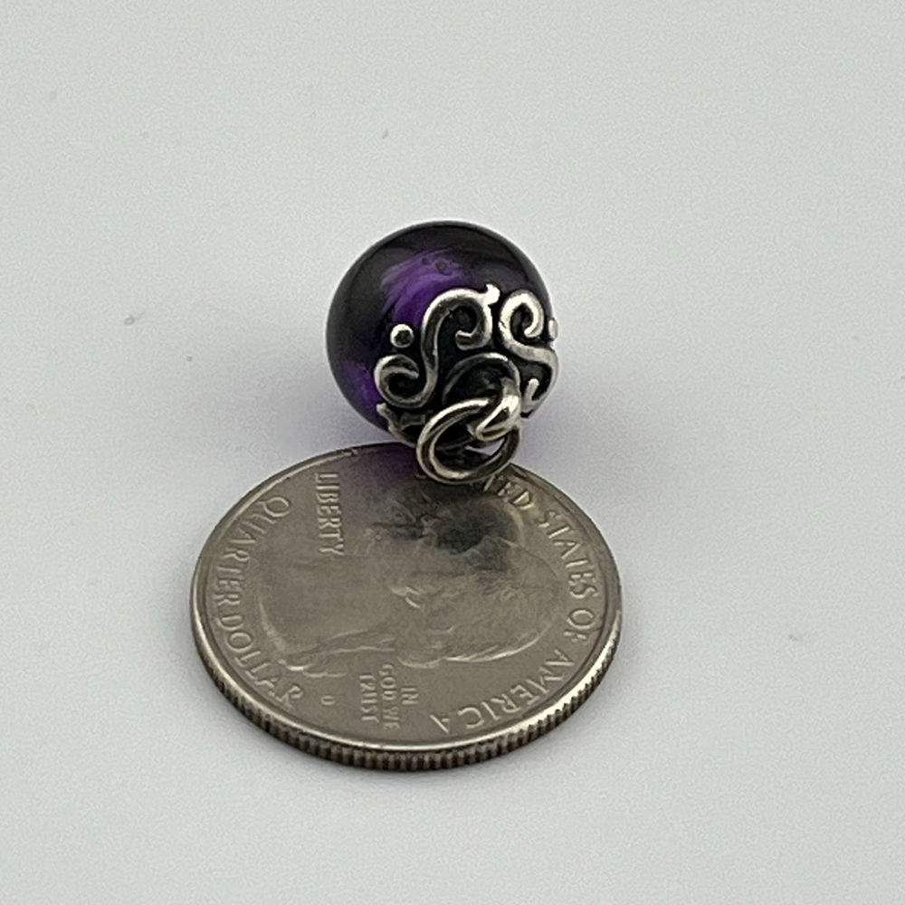 James Avery RETIRED HTF gentle Wave Purple Glass Finial Uncut - Picture 5 of 6